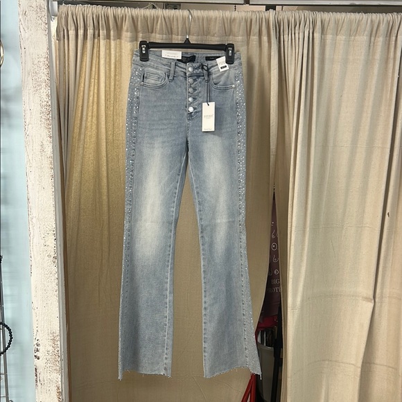 Judy Blue Pants - Light Wash Rhinestone Flare Jeans - Judy Blue